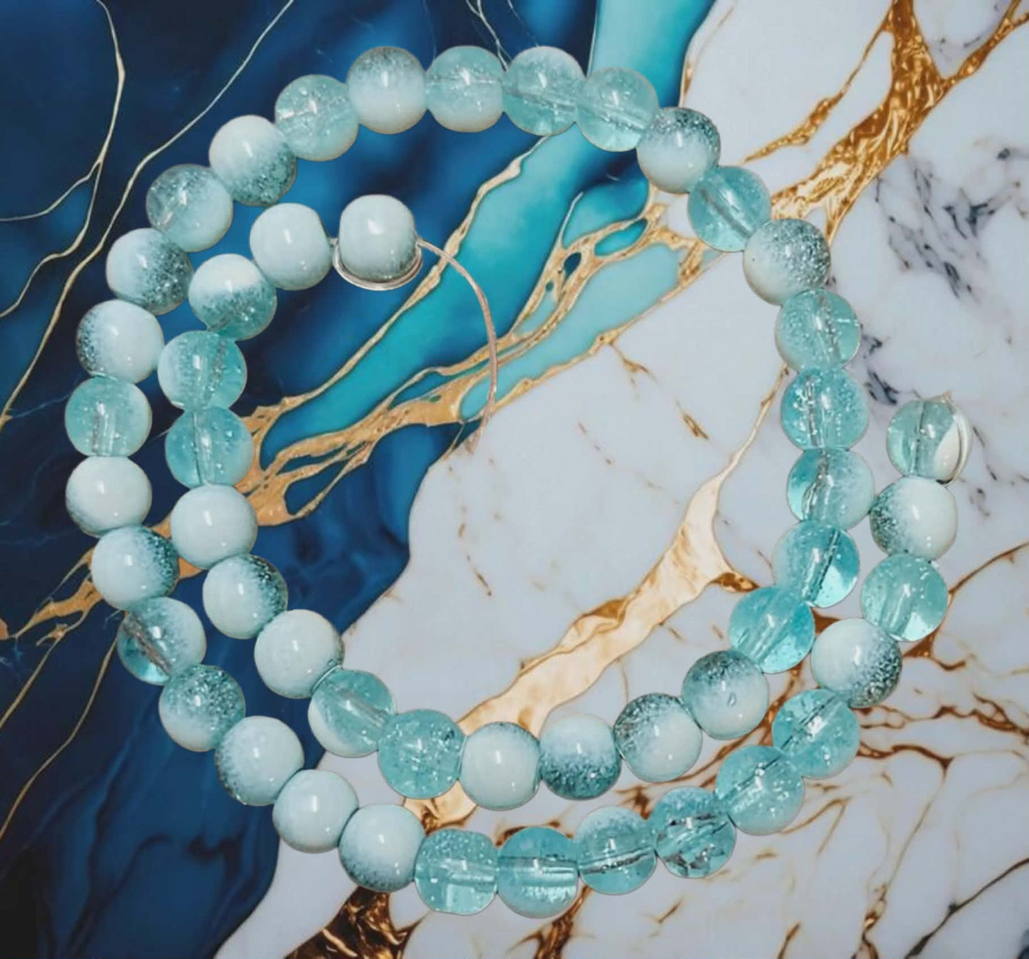 Crackle Glass Beads, Rondelle, Turquoise