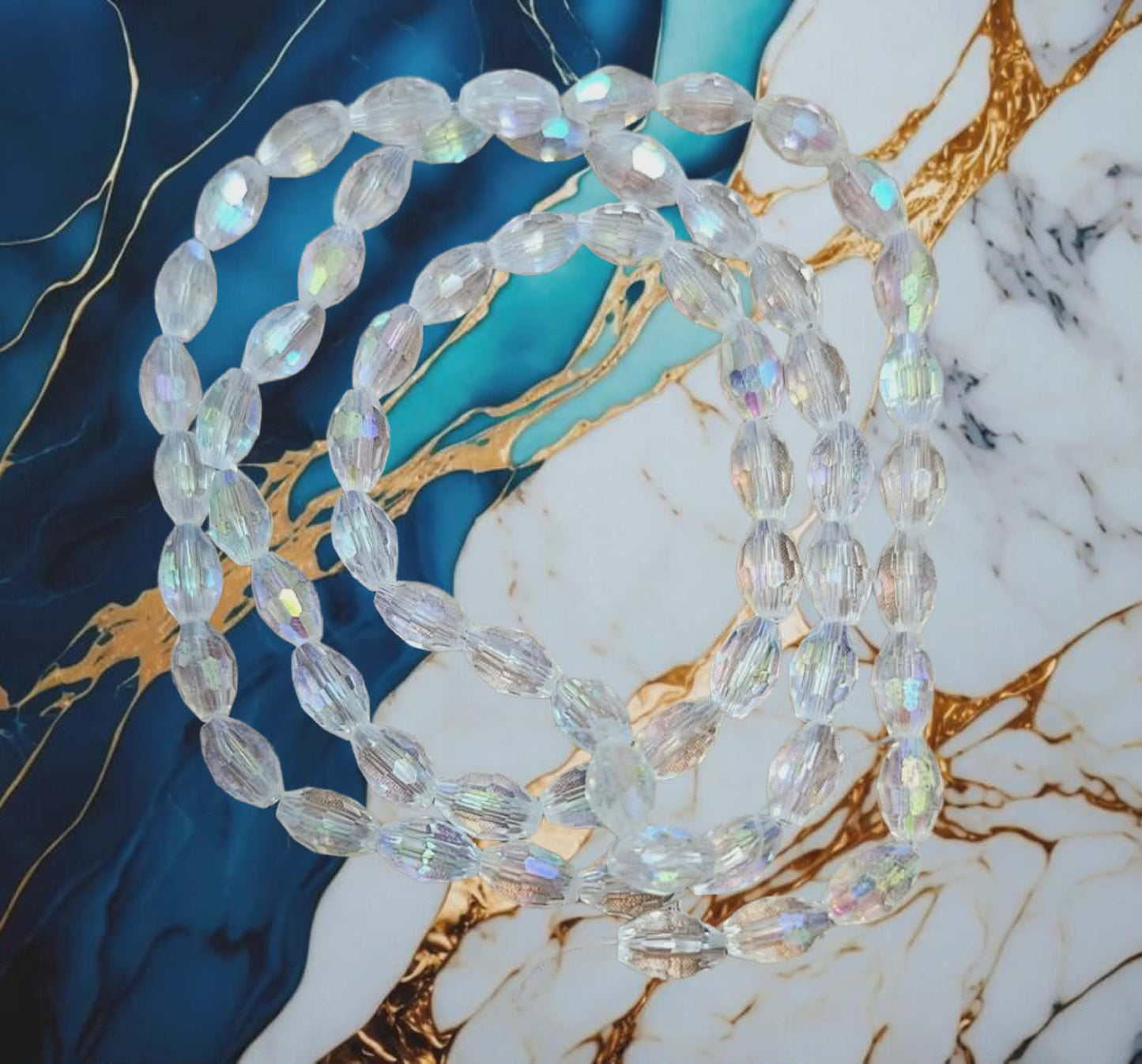 Clear Faceted Glass Teardrop Beads Strand Clear