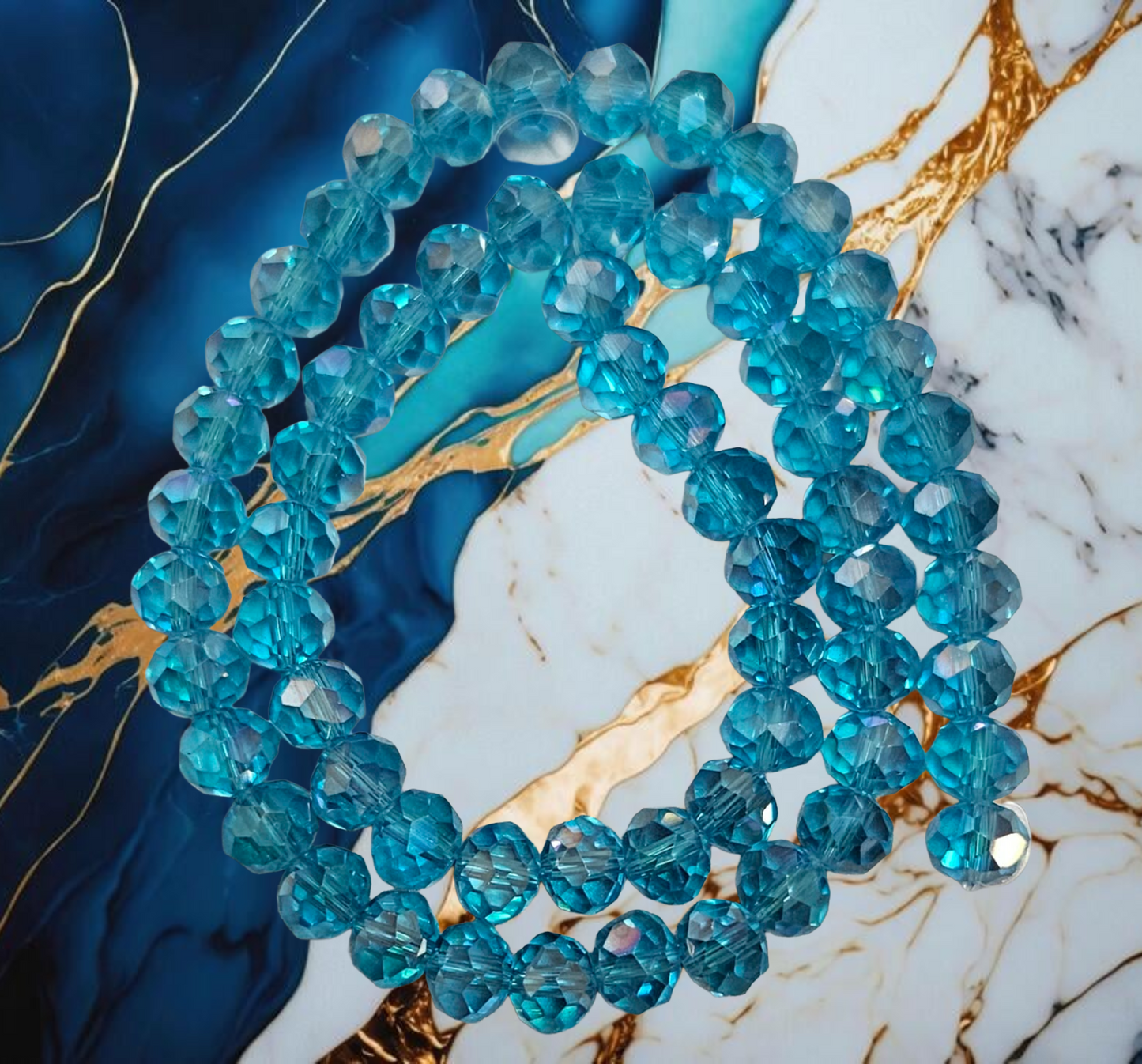 Glass Beads Light Blue Faceted Rondelle 8mm