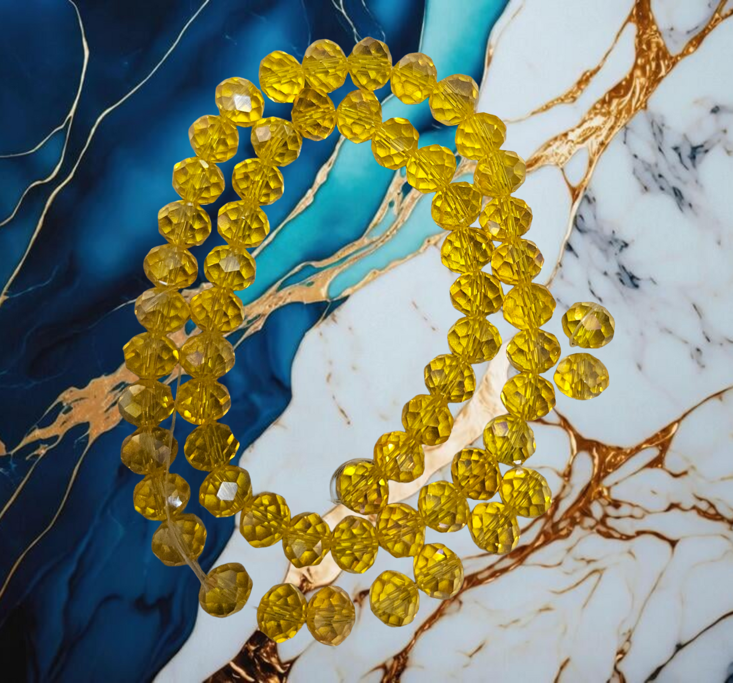 Glass Beads Yellow Faceted Rondelle 8mm
