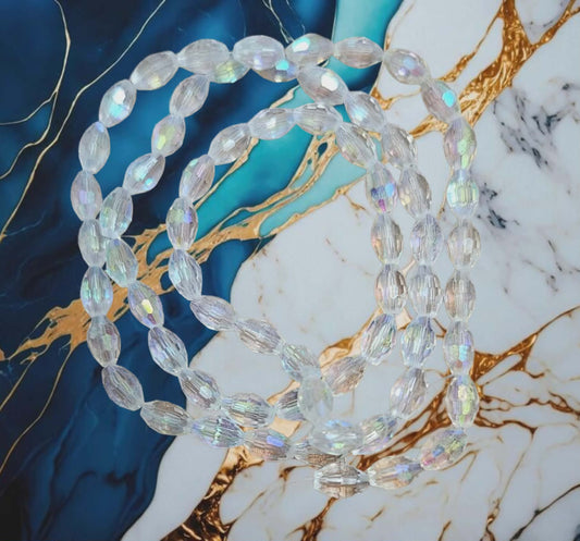 Clear Faceted Glass Teardrop Beads Strand Clear