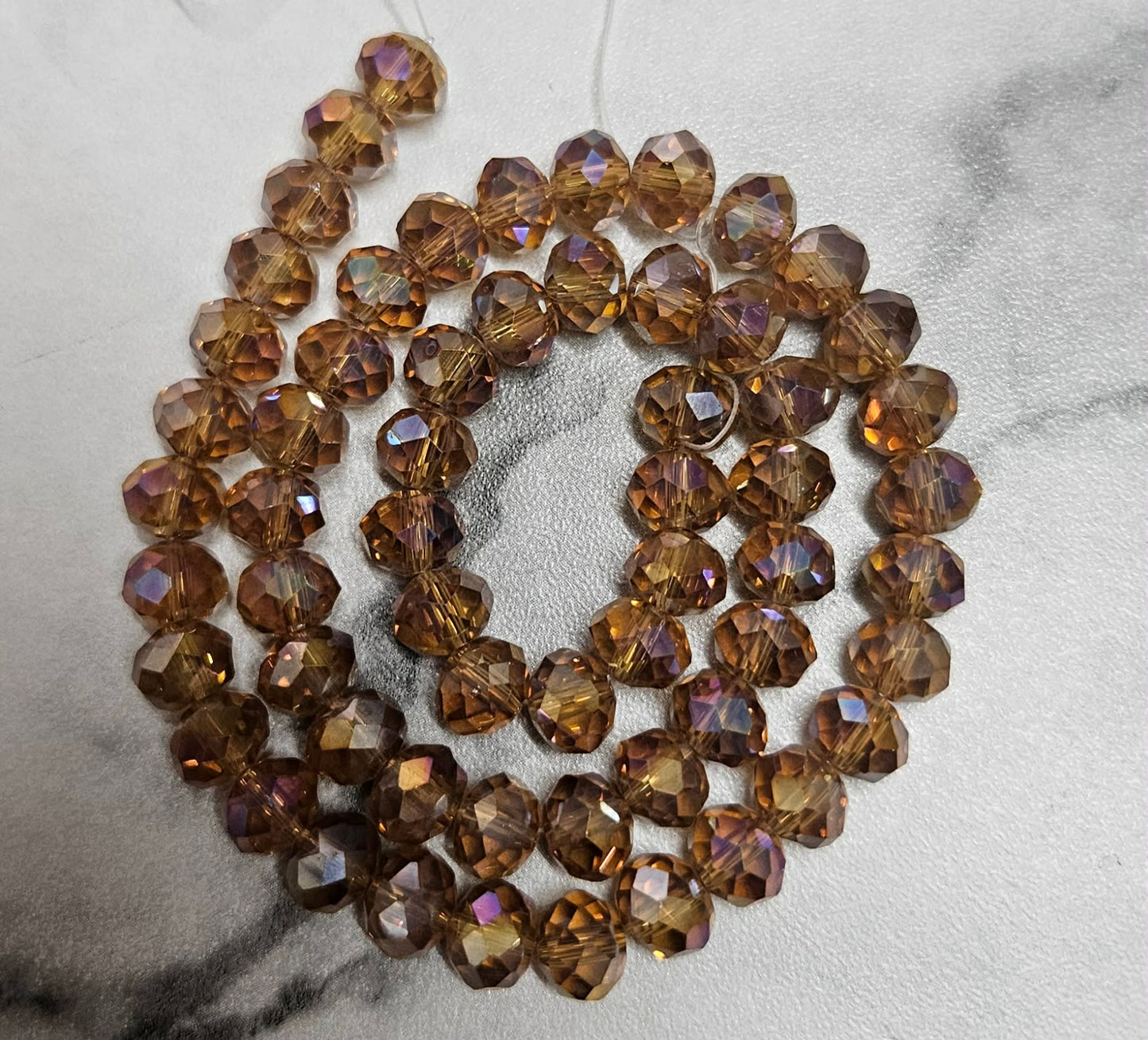 Glass Beads Amber Faceted Rondelle 8mm