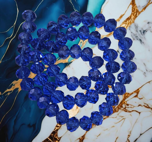 Glass Beads Dark Blue Faceted Rondelle 8mm