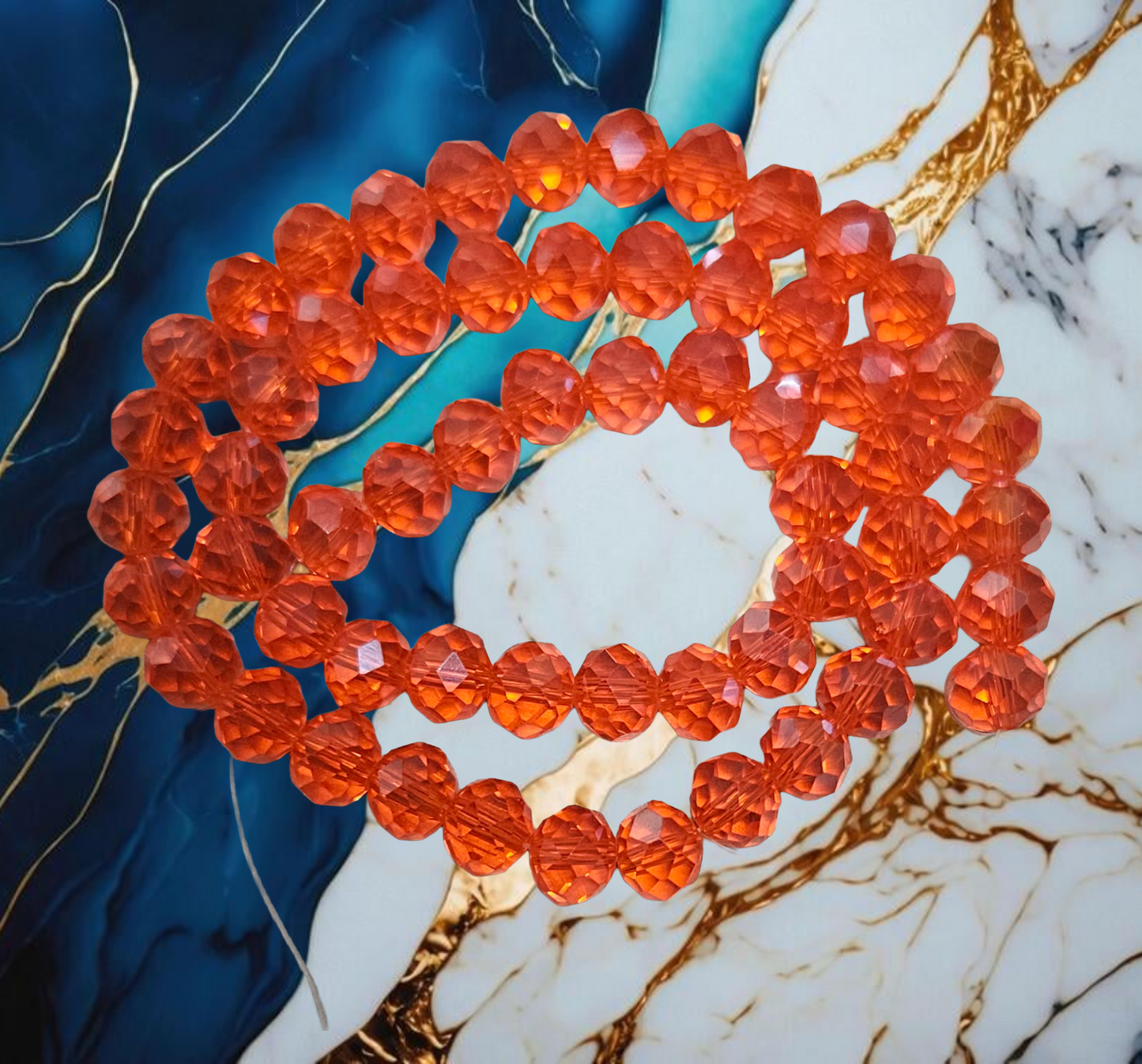 Glass Beads Orange Faceted Rondelle 8mm
