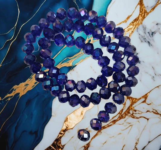 Glass Beads Dark Purple Faceted Rondelle 8mm