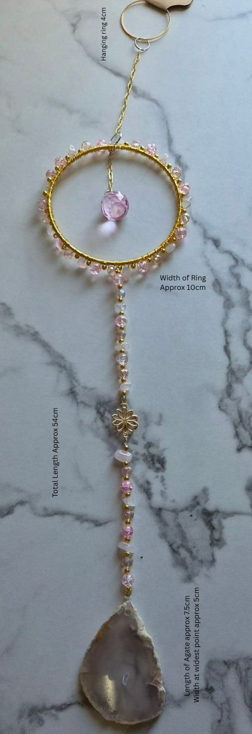 Pink Agate Suncatcher