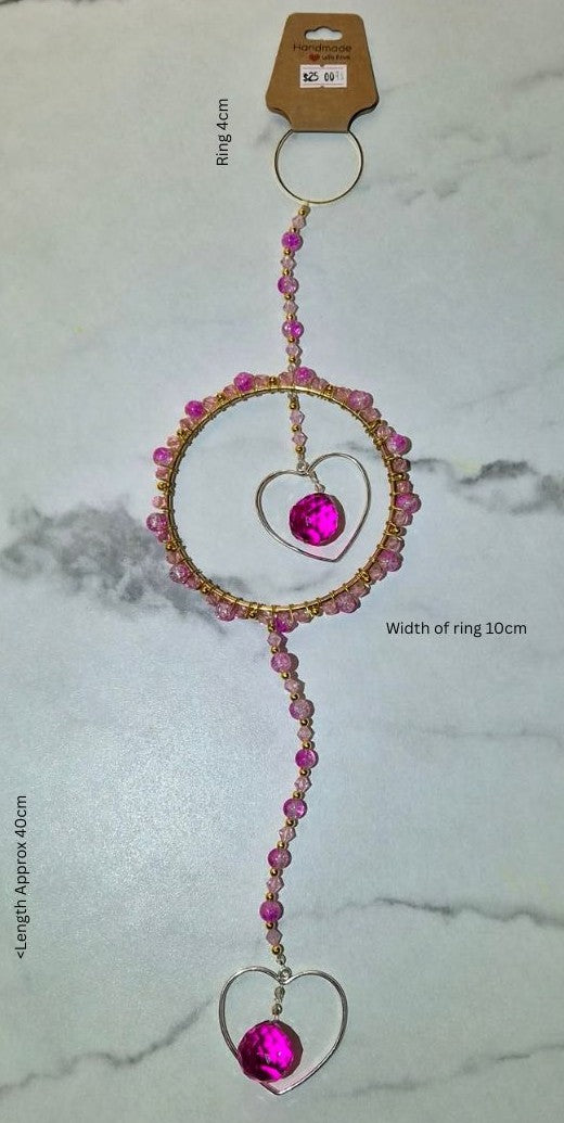 Pink Hearts Suncatcher