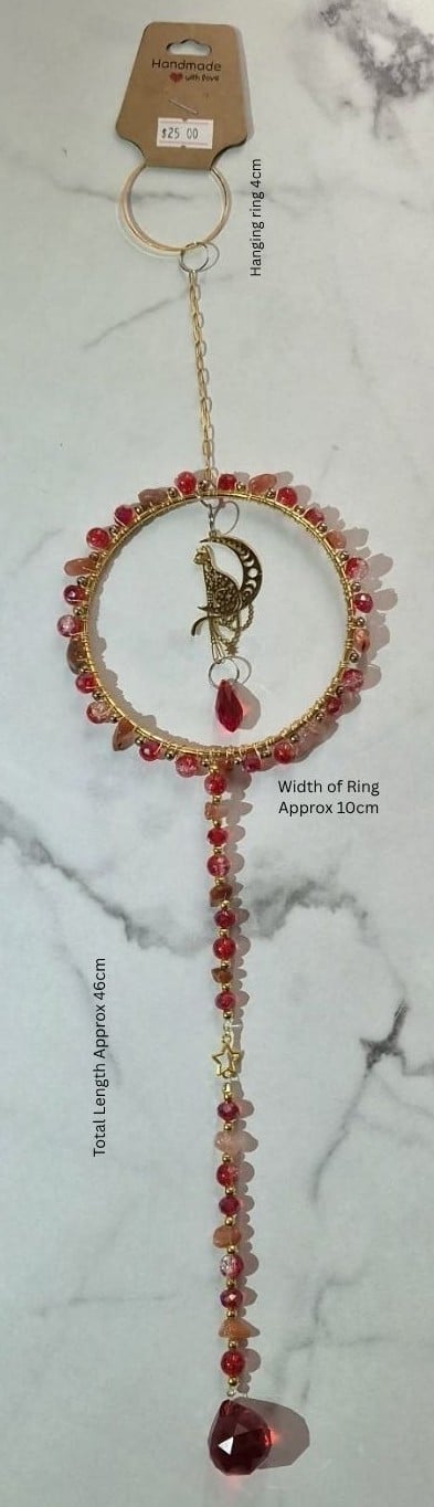 Red Cat With Moon Suncatcher