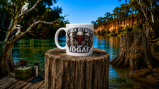 Stuck Between IDGAF Mug