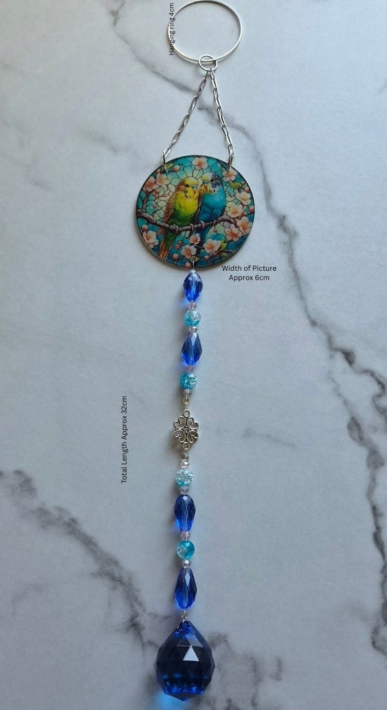 Blue Budgerigars Suncatcher (budgies)