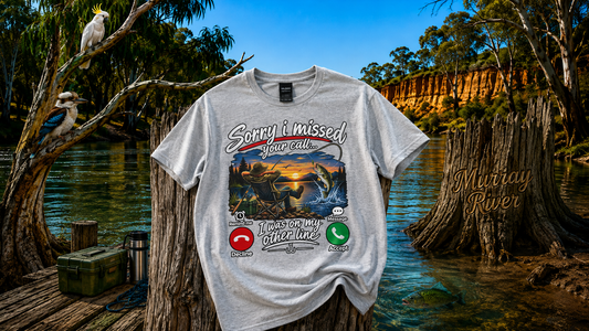 Sorry I Missed Your Call I Was On My Other Line,  Fishing T-Shirt, Mens, Size 3XL, Grey