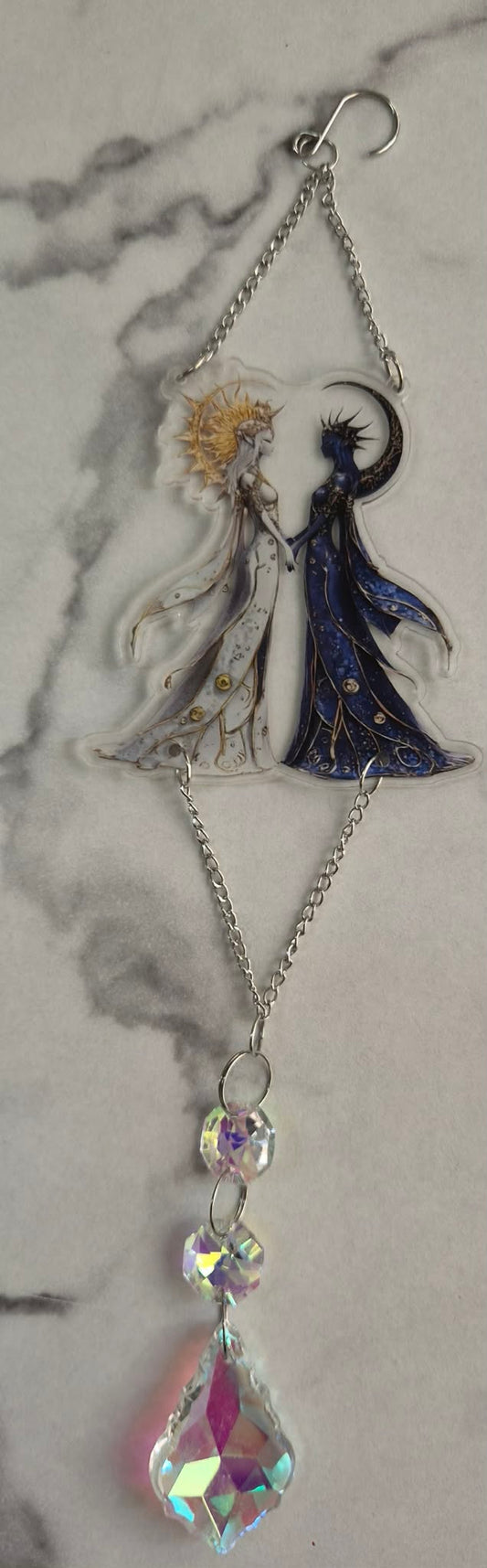Celestial Balance Sun And Moon Goddess Suncatcher