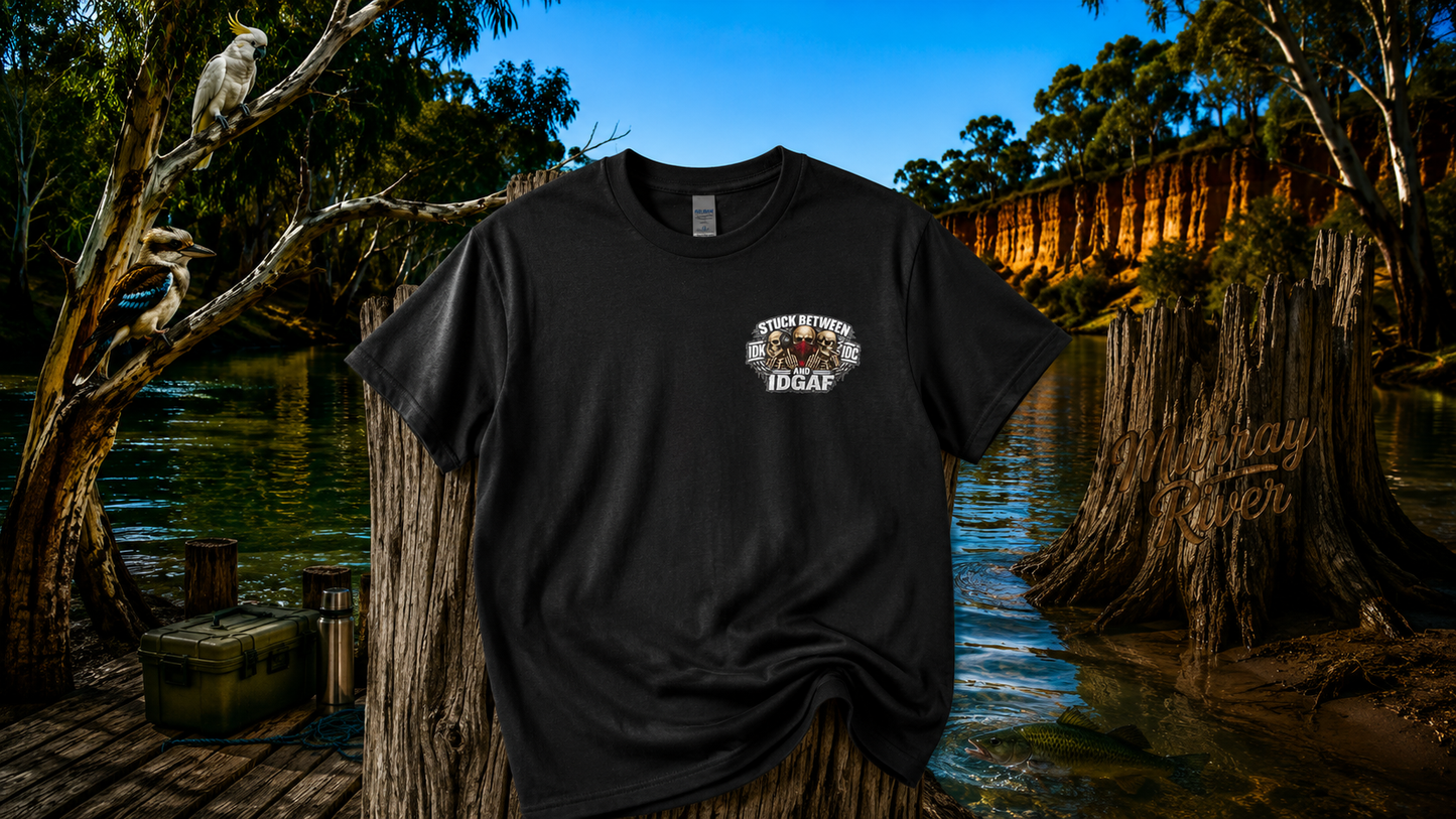 Stuck Between Mens T-Shirt, Colour Black, Several Sizes