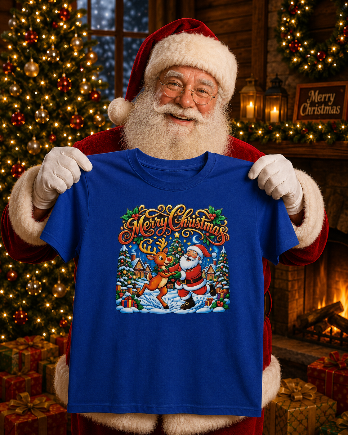 Christmas T-Shirt Kids unisex Size 8 Blue