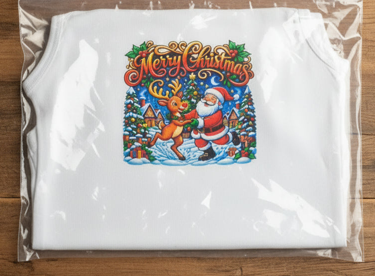 Baby Christmas Body Suit, Size 2, White